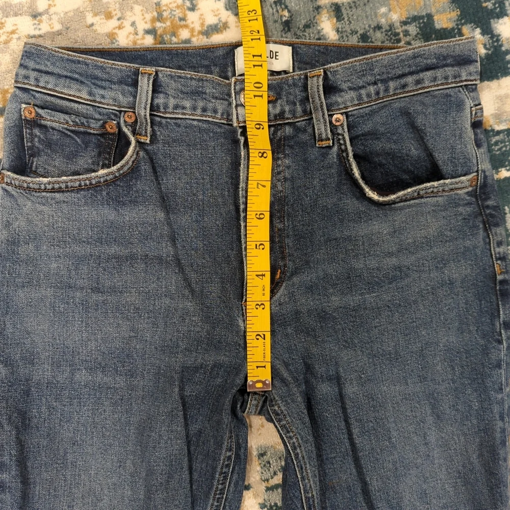 AGOLDE Willow Mid Rise Slim Straight Blue Jeans - Women's 28 Classic Basic Denim - Picture 13 of 14